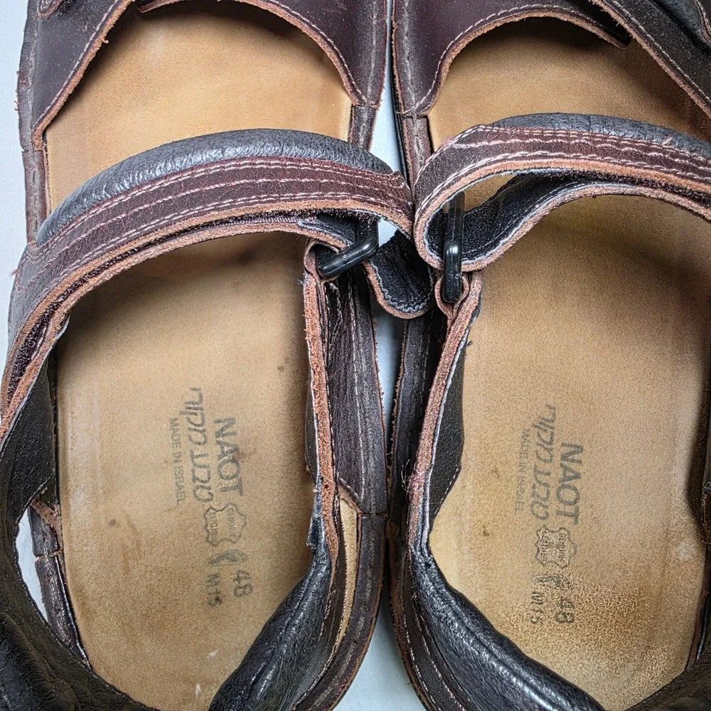 Naot Lappland Brown Mens 15 EU48 Leather Sandals Adjustable Fisherman Comfort